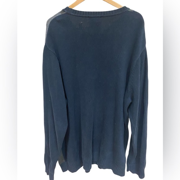 Dockers Men’s Knit Sweater Crew Neck 2XL Tall Color Block Blue 100% Cotton - Picture 2 of 3